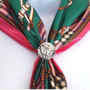 Silver Scarf Ring With Horse Equestrian Design